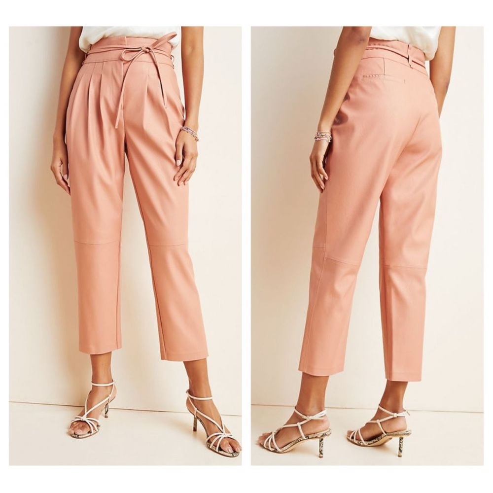 Anthropologie Blank NYC Chelsea Tapered Faux Leather Pants in a peach size 25